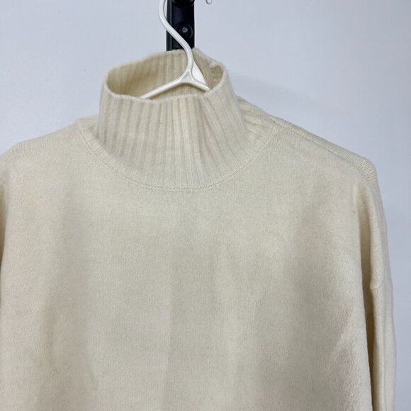 Zara Wool Blend Cream Highneck Pullover Sweater Sz S - Picture 3 of 13